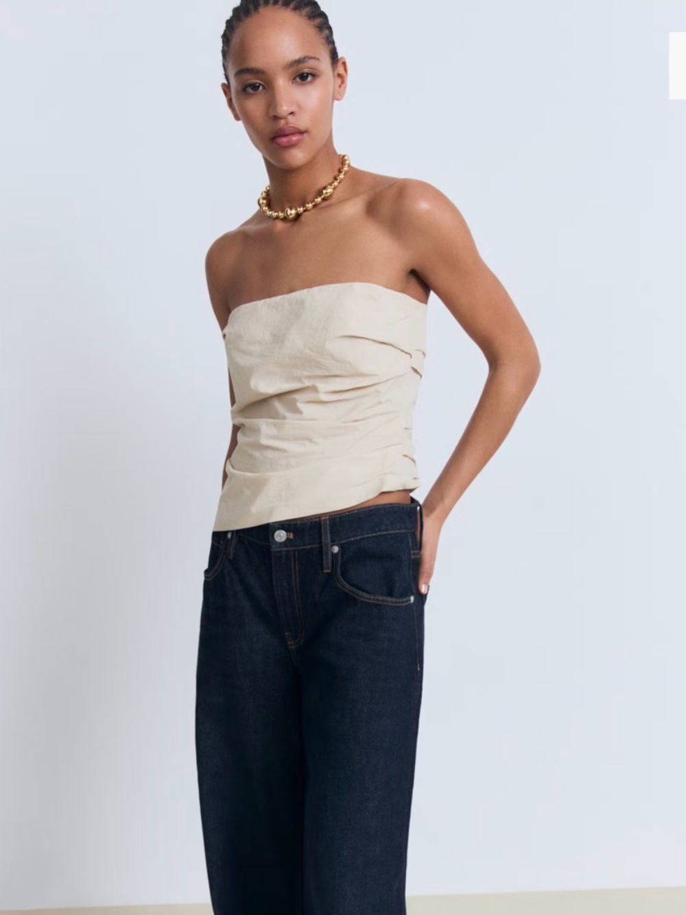 NWT MANGO Strapless Ruched Top